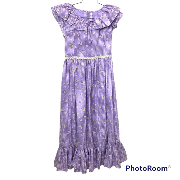 60s Sparkle Maxi Dress, Abstract Floral Peach/Purple Party Dress XS main image 0